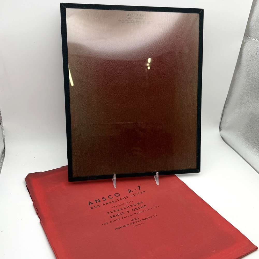 Vtg Ansco A-7 Red Safelight Glass Filter w/ Envelope Darkroom Photography USA